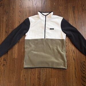 Stylish Men's Zip-Up Sweater in Black, Cream, and Tan